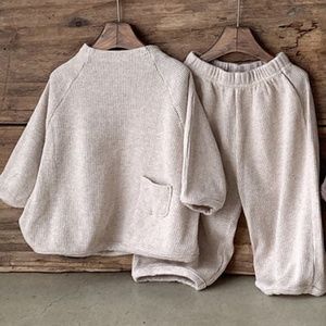 Cream Waffle Knit Set